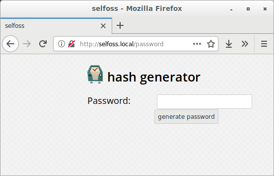 Screenshot of the Seelfoss password generation screen