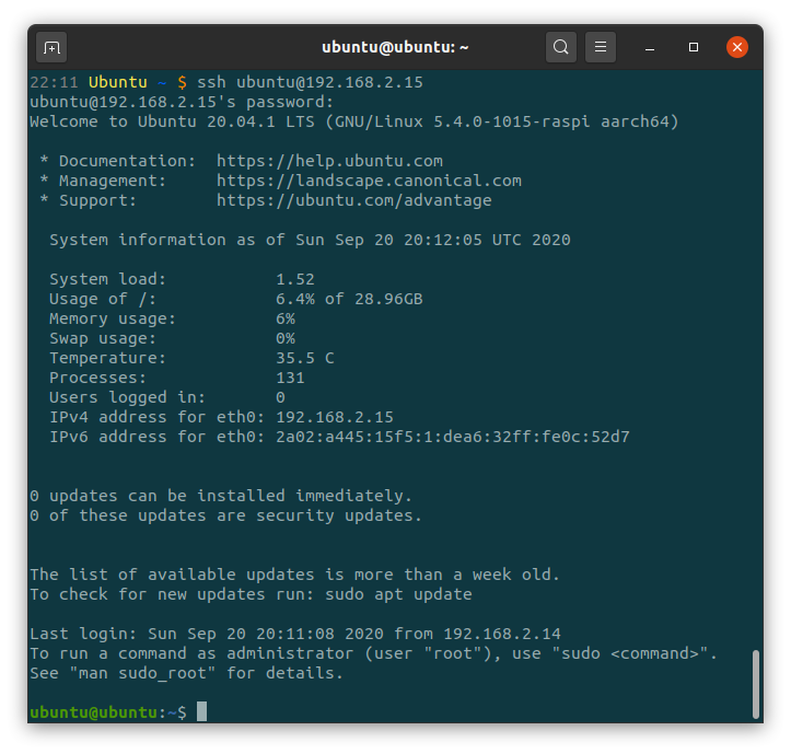 Default login for Ubuntu on Raspberry Pi